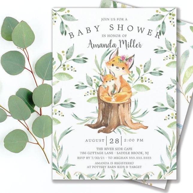 Invitación Adorable Baby Fox y Mamá Baby Shower (Subido por el creador)