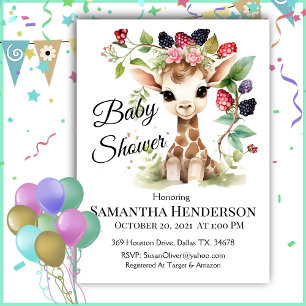 Invitación Adorable Baby Giraffe Retrato Baby Shower