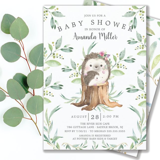 Invitación Adorable Baby Hedgehog y Mamá Baby Shower (Subido por el creador)