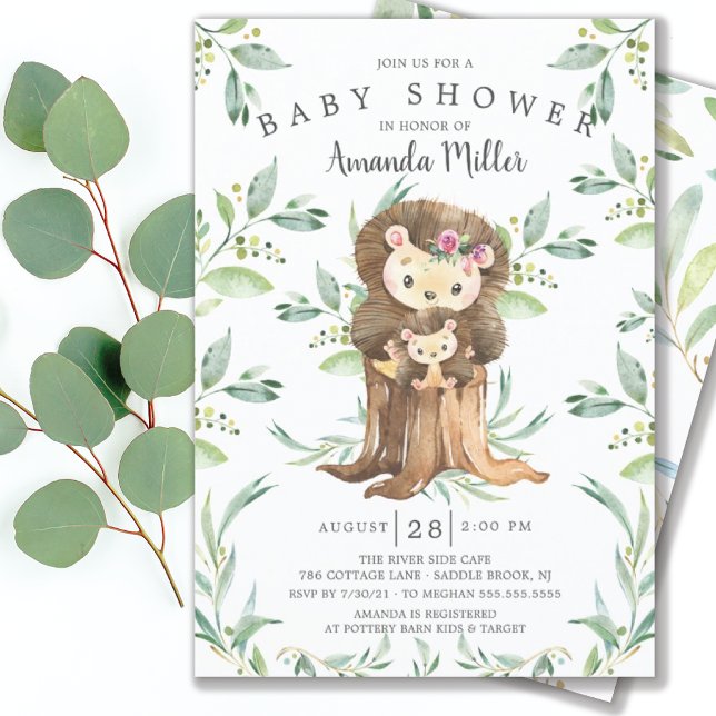 Invitación Adorable Baby Hedgehog y Mamá Baby Shower Invita (Subido por el creador)