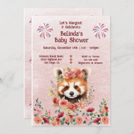 Invitación Adorable Baby Red Panda Bear Baby Shower