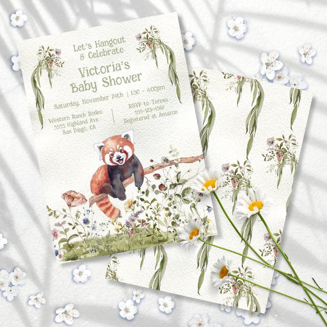 Invitación Adorable Baby Red Panda Bear Baby Shower (Subido por el creador)