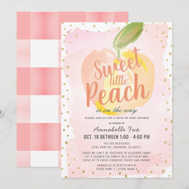 Invitación Adorable Baby Shower de la unidad rosada dulce y p (Anverso / Reverso)
