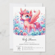 Adorable Baby Shower de Unicornio moderno