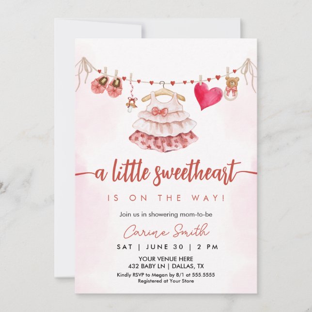 Invitación Adorable Baby Shower de Valentine (Anverso)