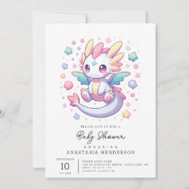Invitación Adorable Baby Shower Dragon Moderno