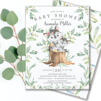 Adorable Baby Wolf and Mom Baby Shower Invitation
