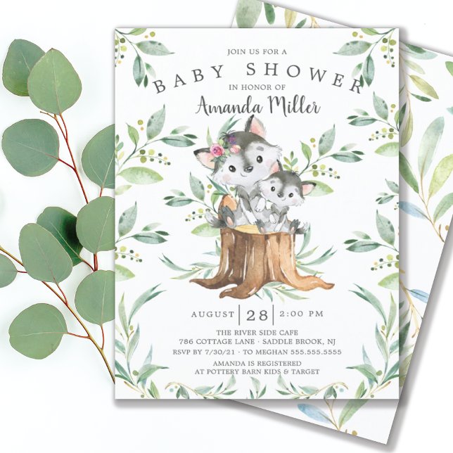 Invitación Adorable Baby Wolf and Mom Baby Shower Invitation (Subido por el creador)