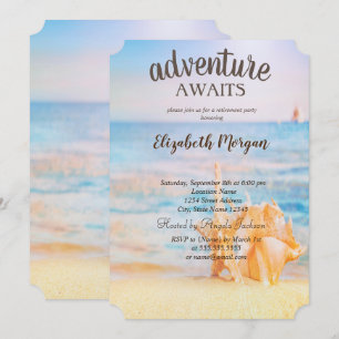Invitación Adorable Beach,Sand,Seasheled Retirement Fiesta