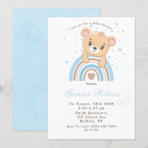 Adorable Bear Boho Rainbow Boy Baby Shower