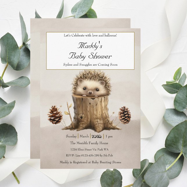 Invitación Adorable Bebé Cute Hedgehog Baby Shower (Subido por el creador)
