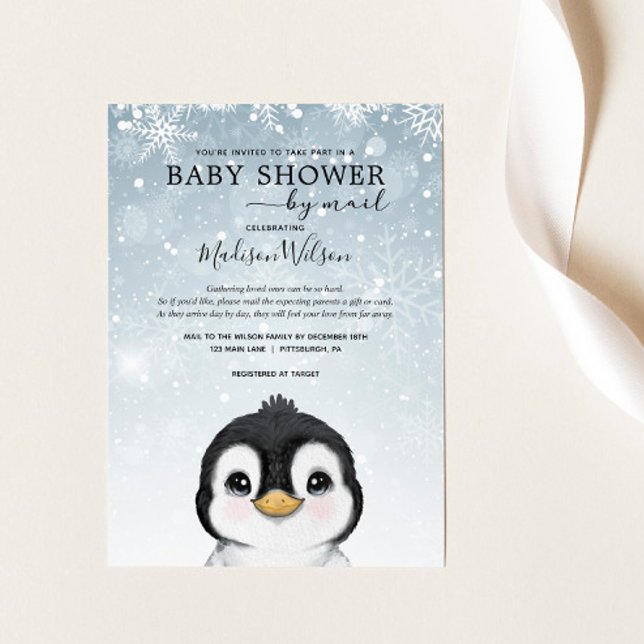 Invitación Adorable bebe de invierno pingüino en Baby Shower  (Subido por el creador)