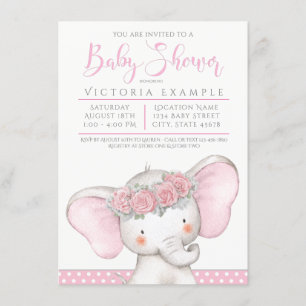 Invitación Adorable bebé elefante Baby Shower