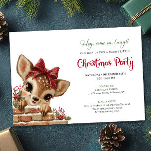 Invitación Adorable Bebé Reno Divertido Cartoon Acuarela