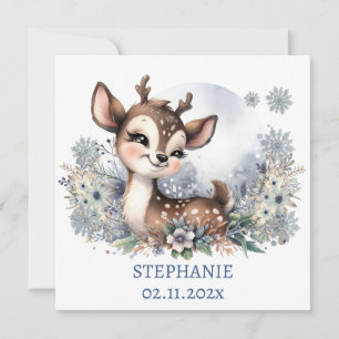 Invitación Adorable Bebé venado con temática de invierno Pers