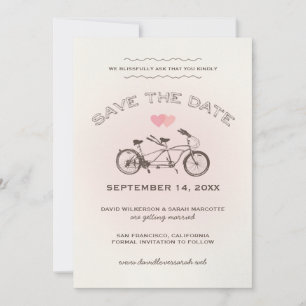 Invitación Adorable bicicleta tándem rosa