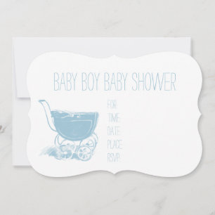 Invitación Adorable Blue Baby Boy Carrito Retro Baby Shower