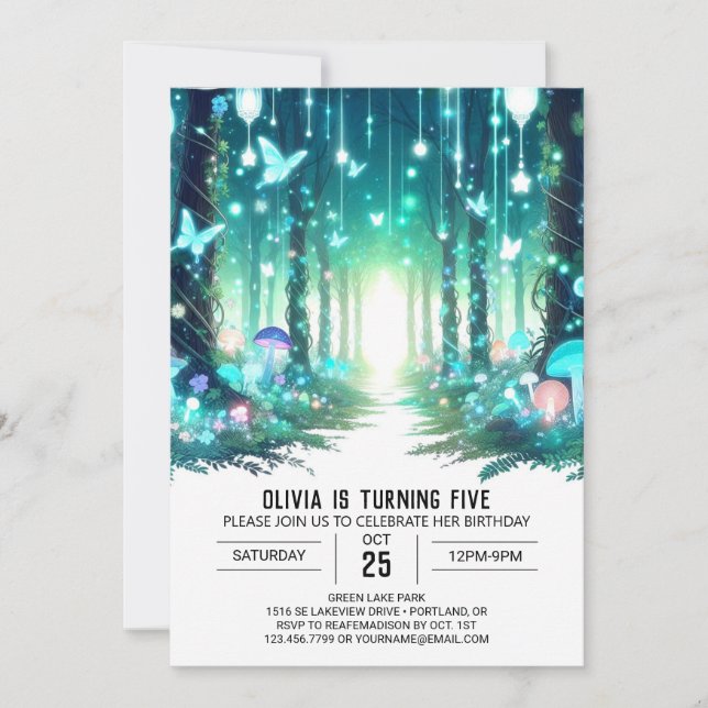Invitación Adorable Bonito Woodland Digital Birday (Anverso)