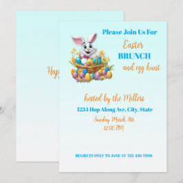 Invitación 🐇 Adorable Bunny Easter Brunch & Egg Hunt