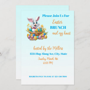 Invitación 🐇 Adorable Bunny Easter Brunch & Egg Hunt