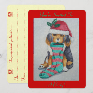 Invitación adorable cachorro negro y marrón vestido para navi