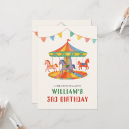 Invitación Adorable Carousel Birthday