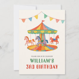 Invitación Adorable Carousel Birthday