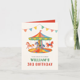 Invitación Adorable Carrusel Cumpleaños Doblado