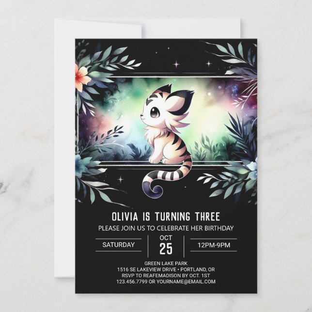 Invitación Adorable Castle Tiger Birday (Anverso)