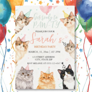 Invitación adorable Cat kids Cumpleaños