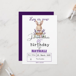 Invitación Adorable cumpleaños con tema de conejo