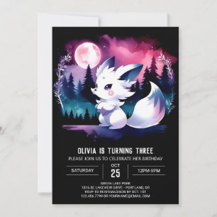 Invitación Adorable cumpleaños de lobo moderno