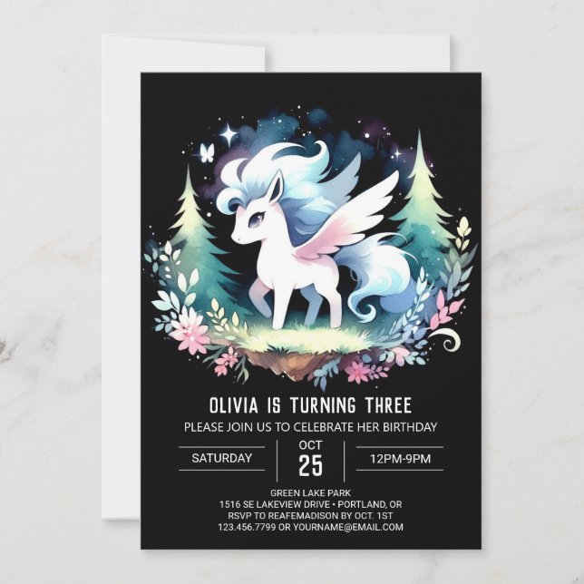 Invitación Adorable cumpleaños del caballo forestal (Anverso)