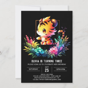 Invitación Adorable cumpleaños del tigre encantado