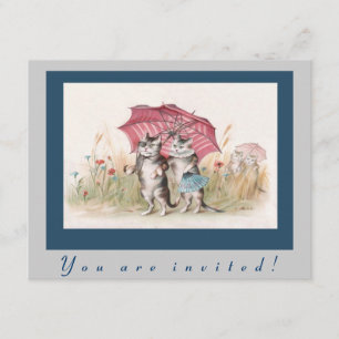 Invitación Adorable de Gato Vintage