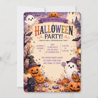 👻🎃 Invitación adorable de Halloween para una fie