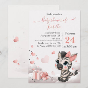 Invitación adorable de shower de bebé cebra
