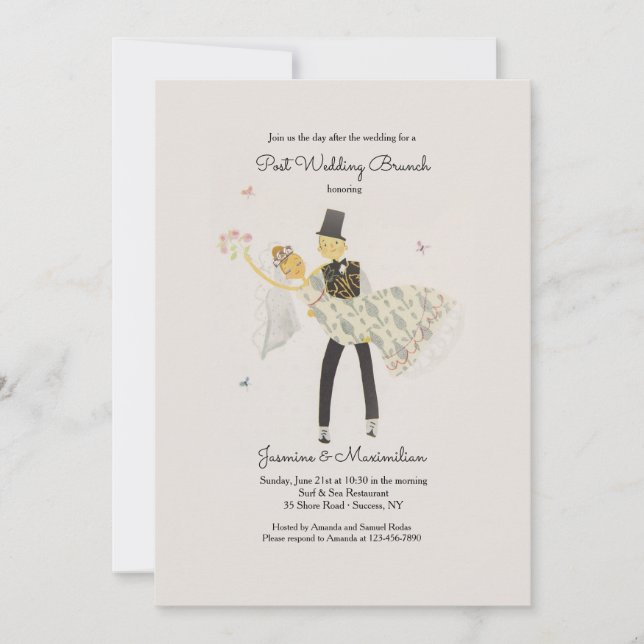 Invitación adorable del brunch de la boda del (Anverso)