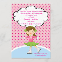 Invitación adorable del cumpleaños del patinaje de