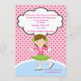 Invitación adorable del cumpleaños del patinaje de