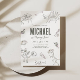 Invitación Adorable Dino Dig Cumpleaños