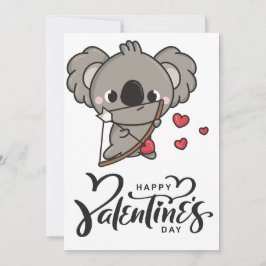 Invitación Adorable diseño cupido Día de San Valentín Koala
