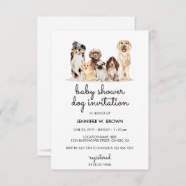 Invitación Adorable Dog Cuppies Baby Shower