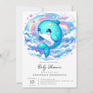 Invitación Adorable Dolphin Baby Shower