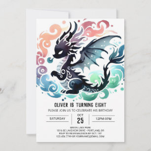 Invitación Adorable Dragon Birday Digital