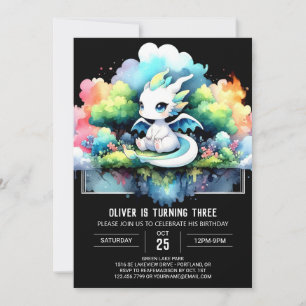 Invitación Adorable Dulce Dragón Cumpleaños