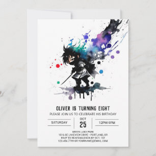 Invitación Adorable Editable Ninja Boy Cumpleaños Digital
