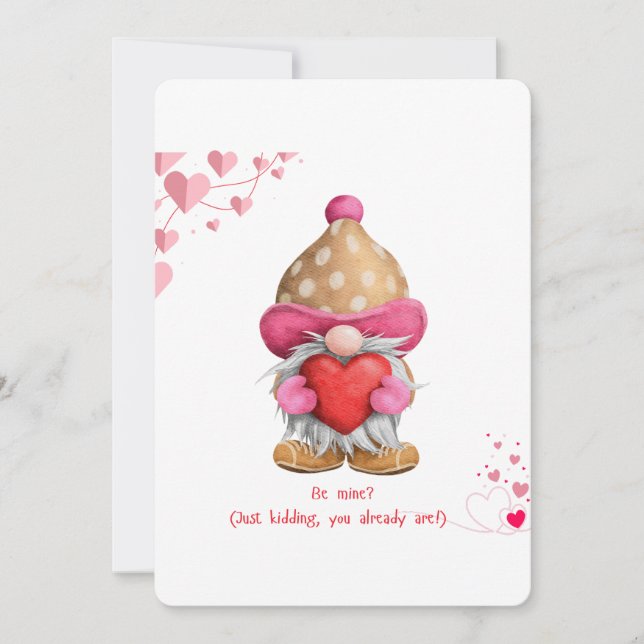 Invitación 💖 Adorable El día de San Valentín Gnome Card (Anverso)