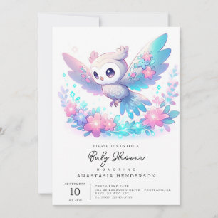 Invitación Adorable Elegant Owl Baby Shower