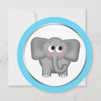Invitación Adorable Elephant Aqua round Baby Shower invita